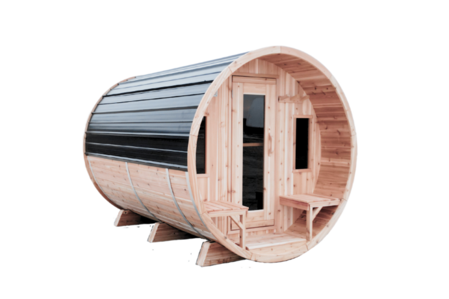 7x10 with porch Barrel Sauna