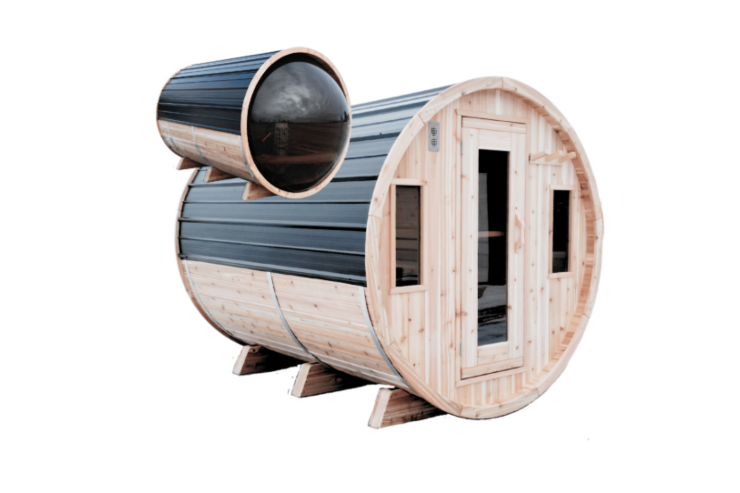 7x10 with porch Barrel Sauna